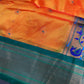 Semi Gadwal Chanderi Silk Paithani Orange Green Saree - SR001104