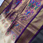 Semi Gadwal Silk Paithani Off White Purple Saree - SR001105