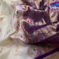 Semi Gadwal Silk Paithani Off White Purple Saree - SR001105