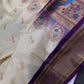 Semi Gadwal Silk Paithani Off White Purple Saree - SR001105