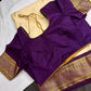 Semi Gadwal Silk Paithani Off White Purple Saree - SR001105