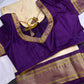 Semi Gadwal Silk Paithani Off White Purple Saree - SR001105