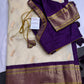 Semi Gadwal Silk Paithani Off White Purple Saree - SR001105