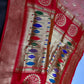 Semi Gadwal Silk Paithani Peach Red Chanderi Saree - SR001107