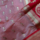 Semi Gadwal Silk Paithani Peach Red Chanderi Saree - SR001107