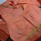 Semi Gadwal Silk Paithani Peach Red Chanderi Saree - SR001107