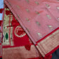 Semi Gadwal Silk Paithani Peach Red Chanderi Saree - SR001107