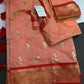 Semi Gadwal Silk Paithani Peach Red Chanderi Saree - SR001107