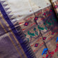 Semi Gadwal Silk Paithani Cream Purple Saree - SR001108