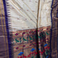 Semi Gadwal Silk Paithani Cream Purple Saree - SR001108