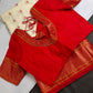 Semi Gadwal Silk Paithani Off White Red Saree - SR001109