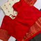 Semi Gadwal Silk Paithani Off White Red Saree - SR001109
