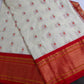 Semi Gadwal Silk Paithani Off White Red Saree - SR001109