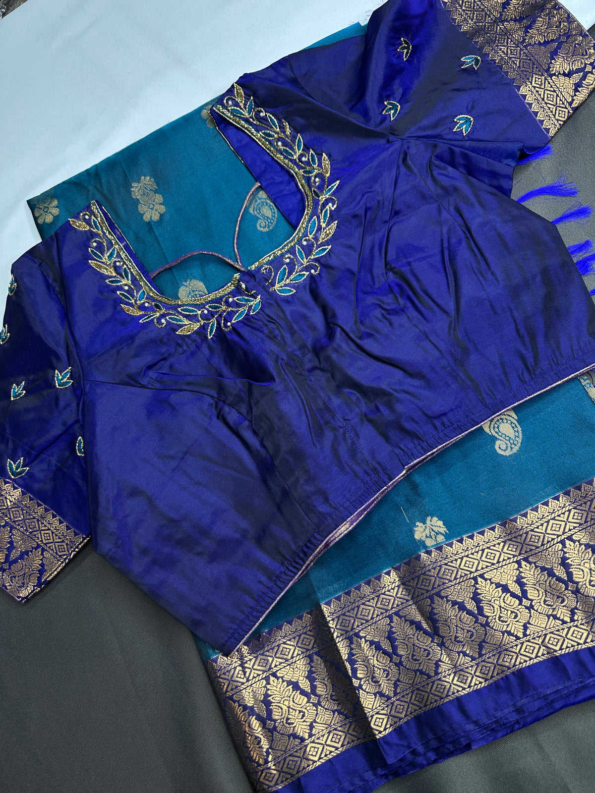 Dharmavaram Pattu Blue Semi Silk Saree - SR001110