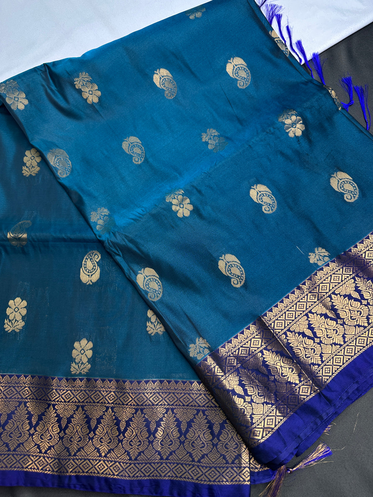Dharmavaram Pattu Blue Semi Silk Saree - SR001110