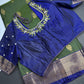 Dharmavaram Pattu Green Blue Semi Silk Saree - SR001111