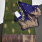 Dharmavaram Pattu Green Blue Semi Silk Saree - SR001111