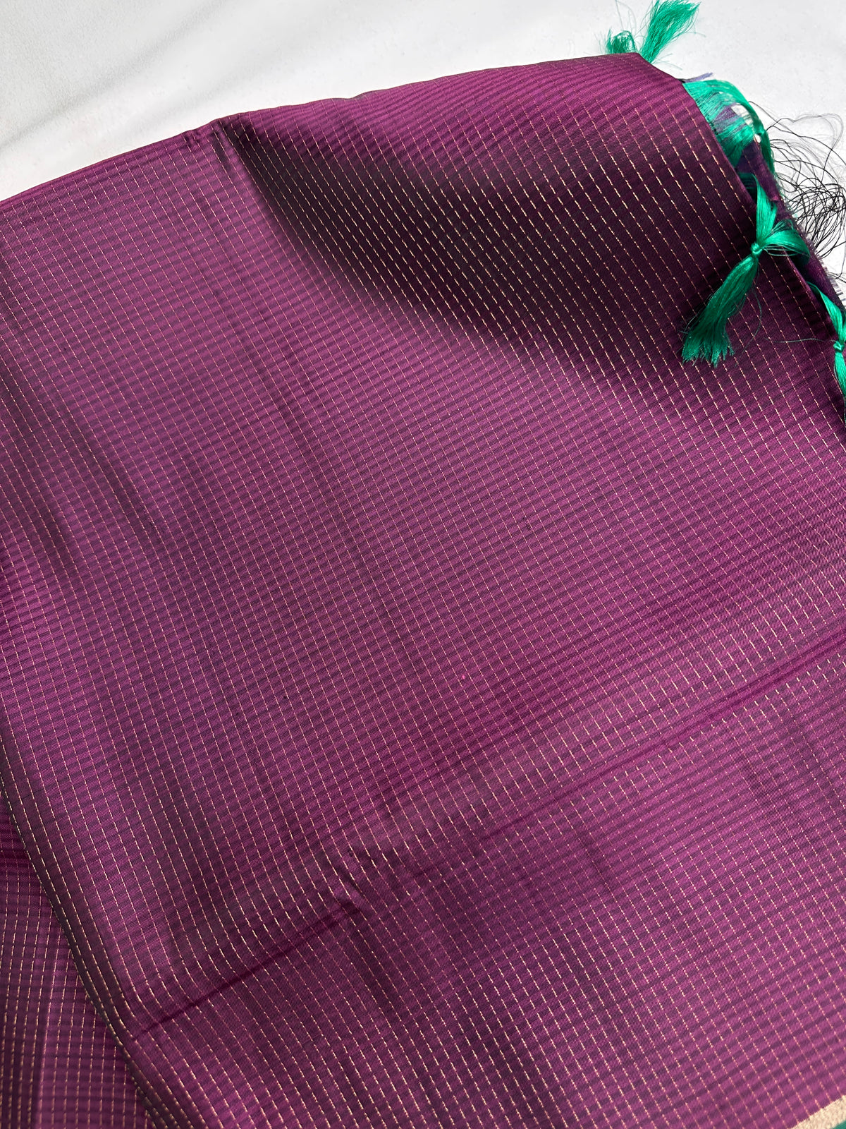 Handloom Pure Silk Mark Certified Purple Checked Saree - SR001112