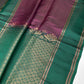 Handloom Pure Silk Mark Certified Purple Checked Saree - SR001112