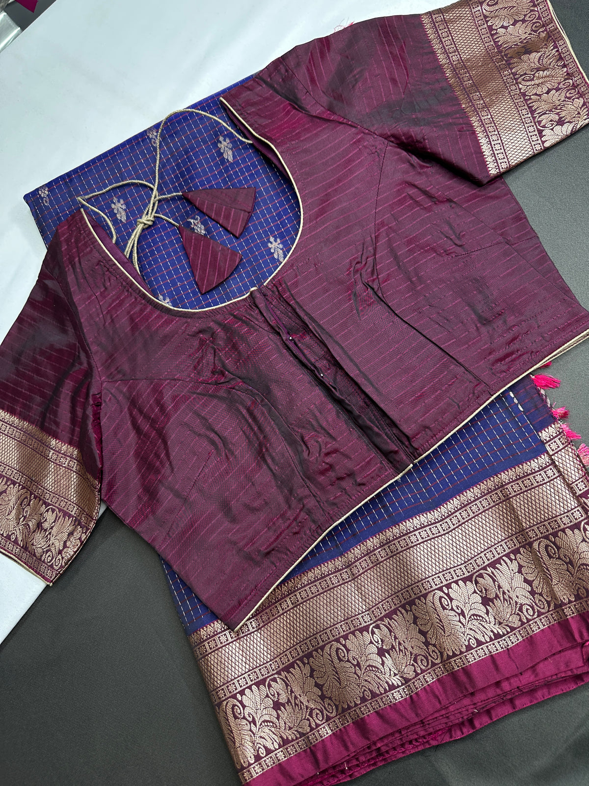 Kanchi Border Vintage Dharamvaram Blue Silk Saree - SR001113
