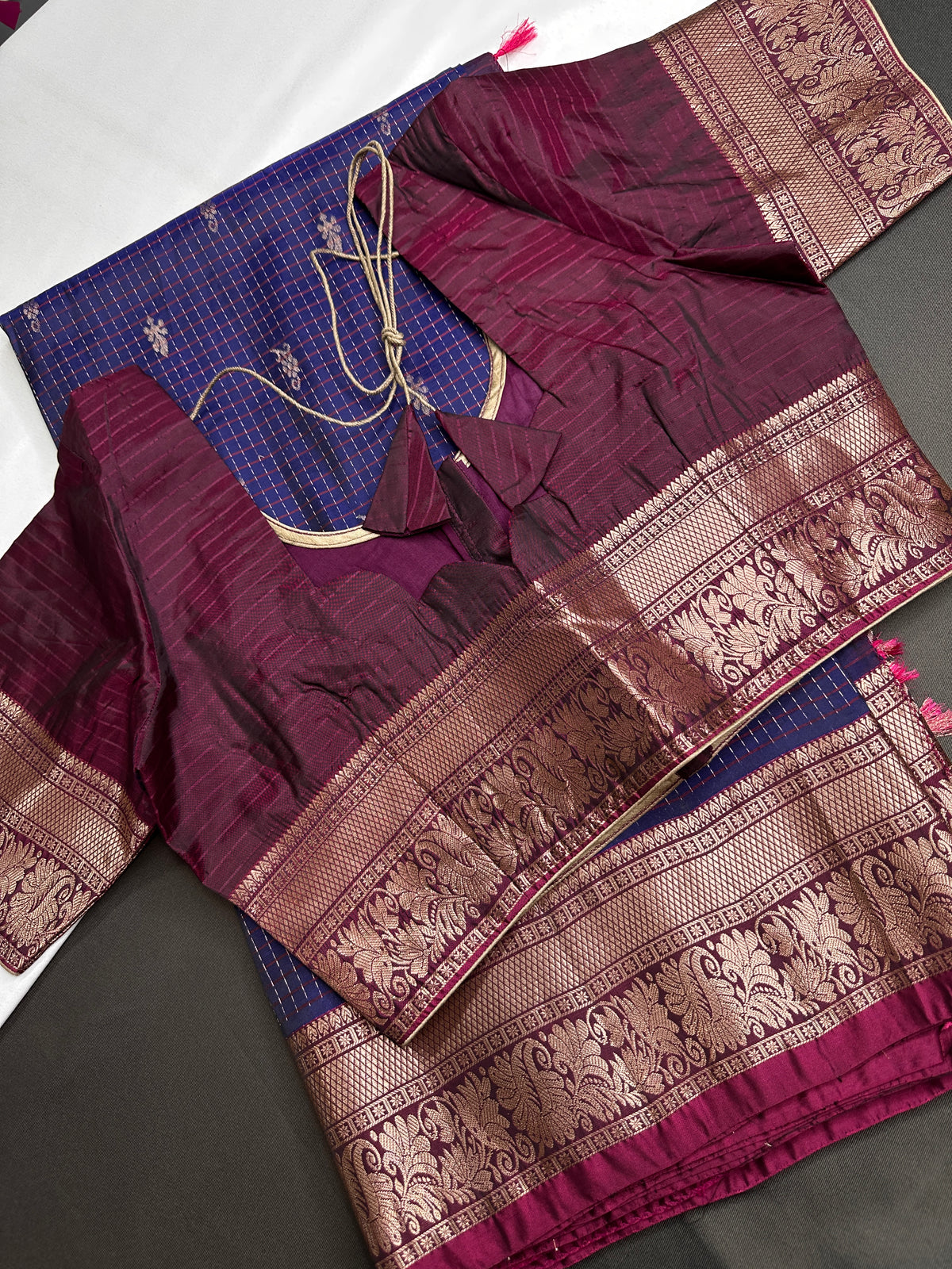 Kanchi Border Vintage Dharamvaram Blue Silk Saree - SR001113