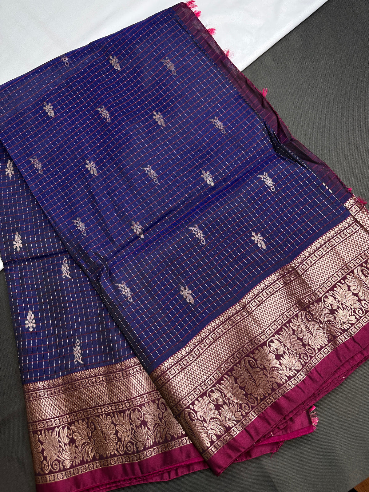 Kanchi Border Vintage Dharamvaram Blue Silk Saree - SR001113