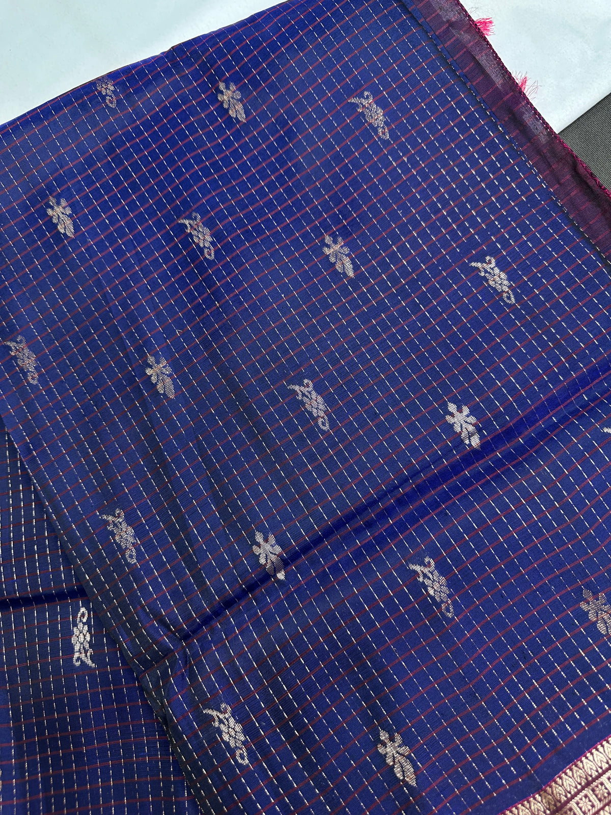 Kanchi Border Vintage Dharamvaram Blue Silk Saree - SR001113