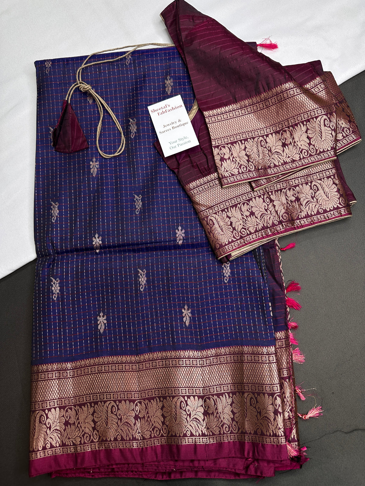 Kanchi Border Vintage Dharamvaram Blue Silk Saree - SR001113