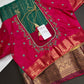 Dharmavaram Pattu Green Pink Semi Silk Saree - SR001115