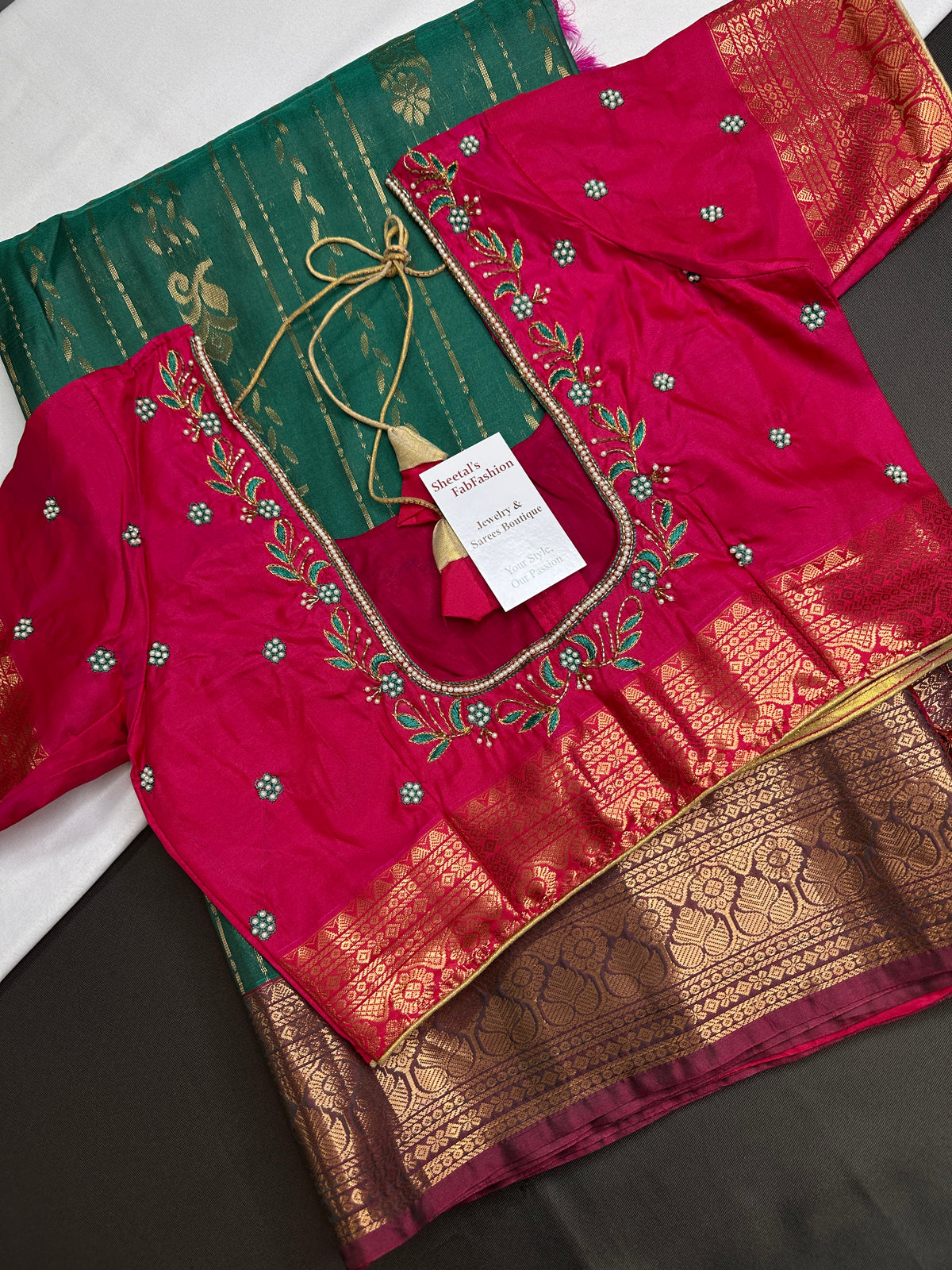 Dharmavaram Pattu Green Pink Semi Silk Saree - SR001115