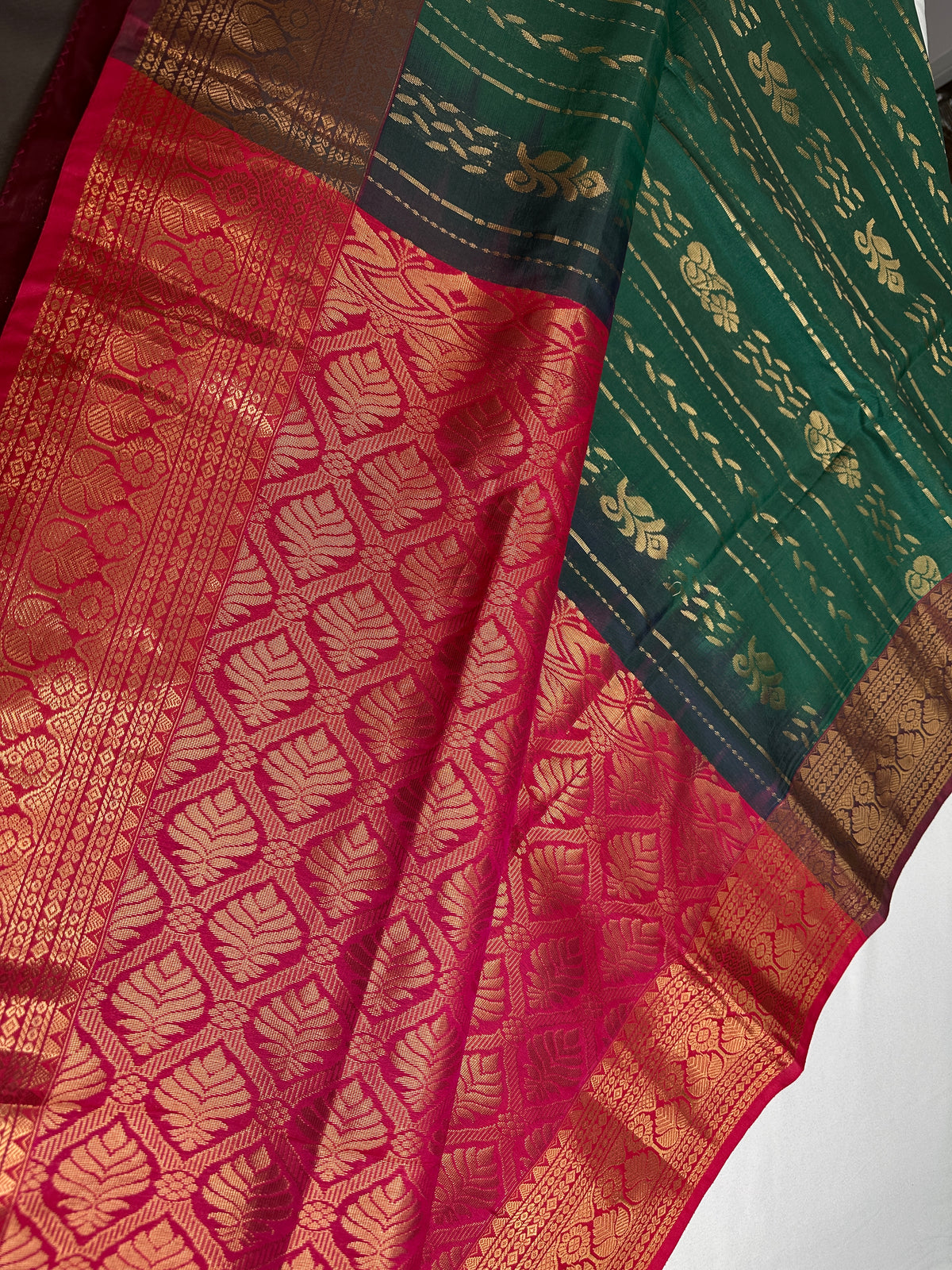 Dharmavaram Pattu Green Pink Semi Silk Saree - SR001115