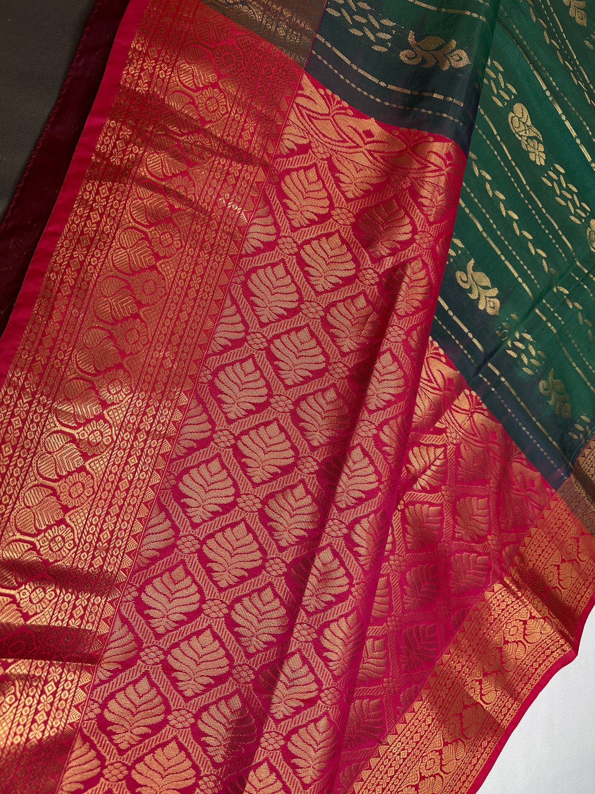 Dharmavaram Pattu Green Pink Semi Silk Saree - SR001115