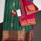 Dharmavaram Pattu Green Pink Semi Silk Saree - SR001115