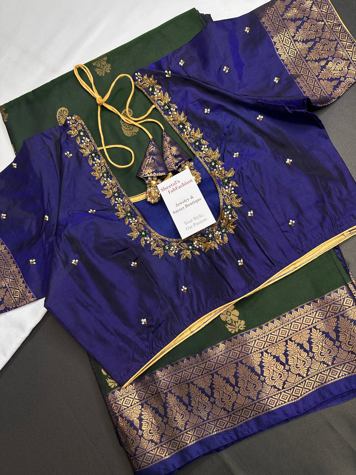 Dharmavaram Pattu Green Blue Semi Silk Saree - SR001116