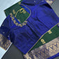 Dharmavaram Pattu Green Blue Semi Silk Saree - SR001116