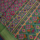 Pink Green Patola Ikkat Lightweight Silk Saree - SR001117