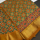 Mustard Green Patola Ikkat Lightweight Silk Saree - SR001118