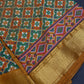 Mustard Green Patola Ikkat Lightweight Silk Saree - SR001118