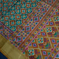 Mustard Green Patola Ikkat Lightweight Silk Saree - SR001118