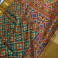 Mustard Green Patola Ikkat Lightweight Silk Saree - SR001118