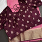 Pink Checks Butta Zari Weaving Raw Mango Saree | SR001120