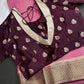 Pink Checks Butta Zari Weaving Raw Mango Saree | SR001120