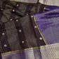 Brown Checks Butta Purple Zari Weaving Raw Mango Saree | SR001121