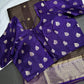 Brown Checks Butta Purple Zari Weaving Raw Mango Saree | SR001121