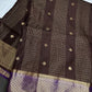 Brown Checks Butta Purple Zari Weaving Raw Mango Saree | SR001121