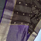 Brown Checks Butta Purple Zari Weaving Raw Mango Saree | SR001121