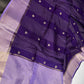 Purple Checks Butta Zari Weaving Raw Mango Saree | SR001122
