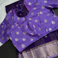 Purple Checks Butta Zari Weaving Raw Mango Saree | SR001122