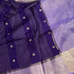 Purple Checks Butta Zari Weaving Raw Mango Saree | SR001122
