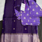 Purple Checks Butta Zari Weaving Raw Mango Saree | SR001122